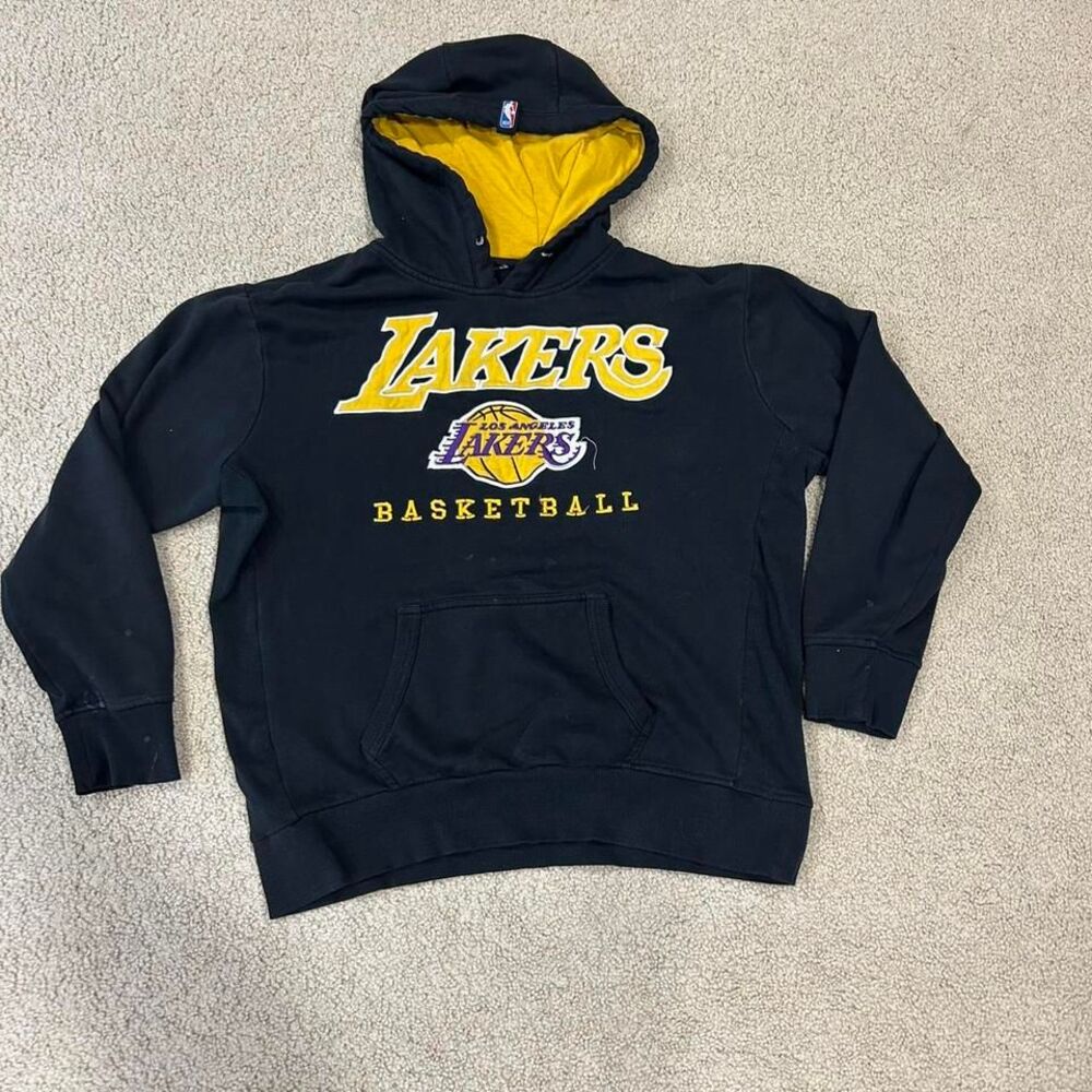 Men's NBA LA Los Angeles Lakers Black Cotton‎ Hoodie  Sewn Logo